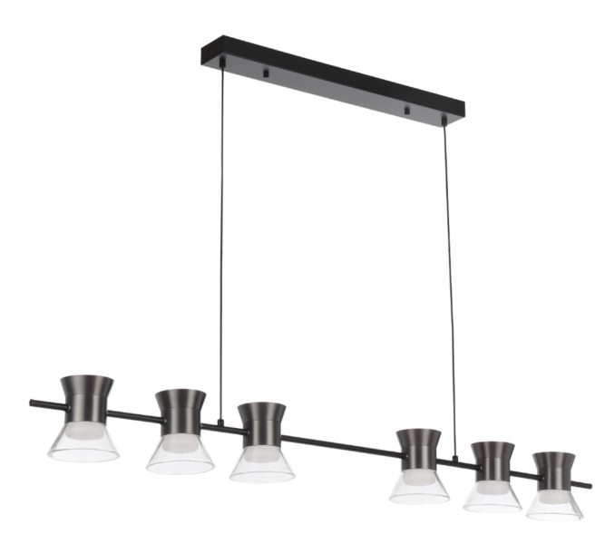 TIPICO 6 LIGHT LINEAR LED PENDANT GUN METAL
